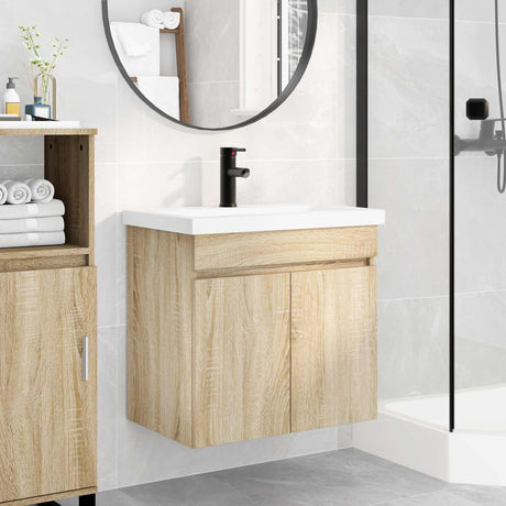 Vidaxl badkamermeubel met kraan sonoma eiken 61 x 40 x 74,5 cm