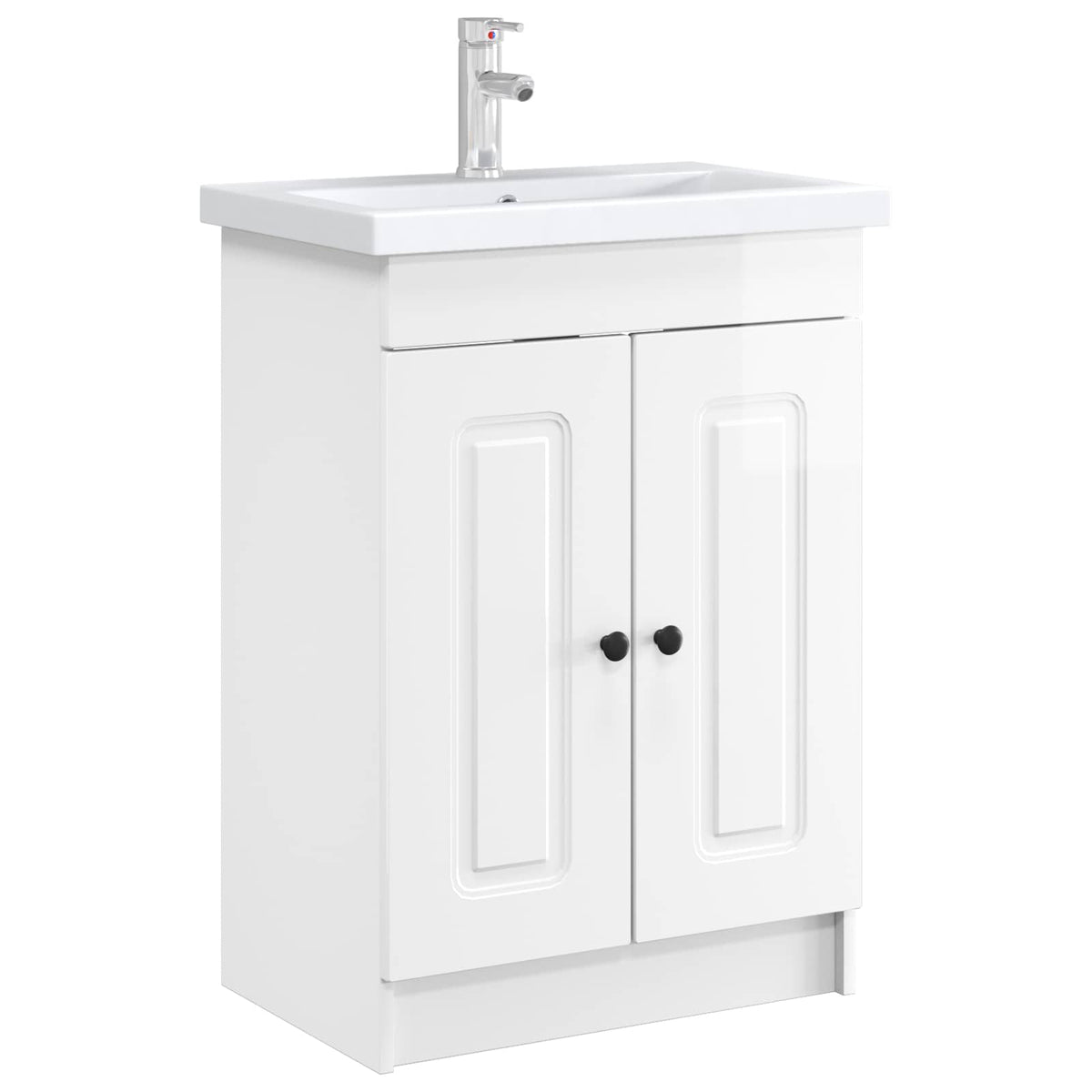 Vidaxl badkamer onder wastafel kast hoogglans wit 56 x 37,5 x 81 cm