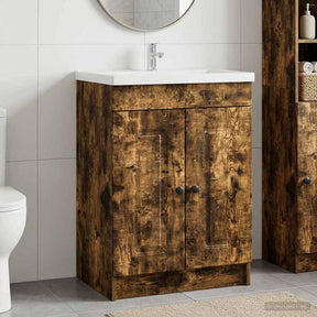 Vidaxl badkamer onder wastafel kast gerookt eiken 56 x 37,5 x 81 cm