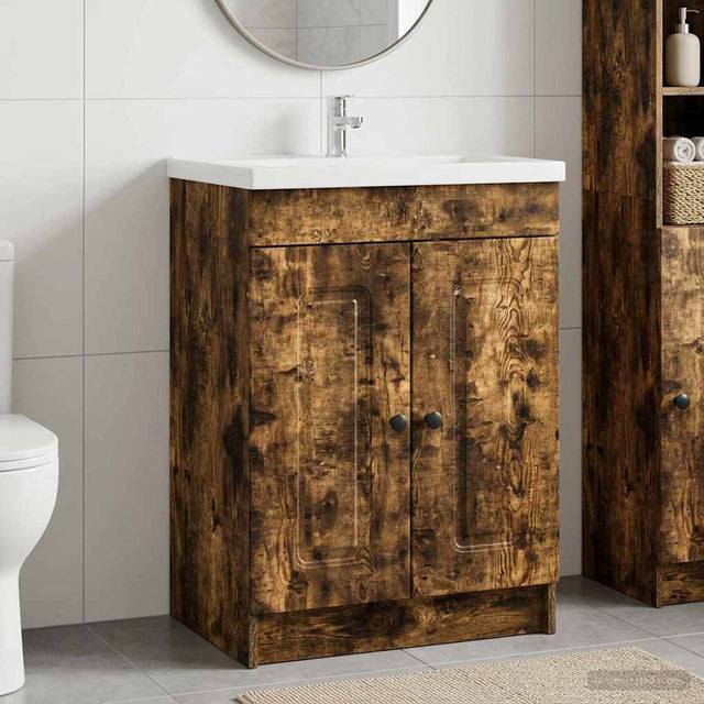 Vidaxl badkamer onder wastafel kast gerookt eiken 56 x 37,5 x 81 cm