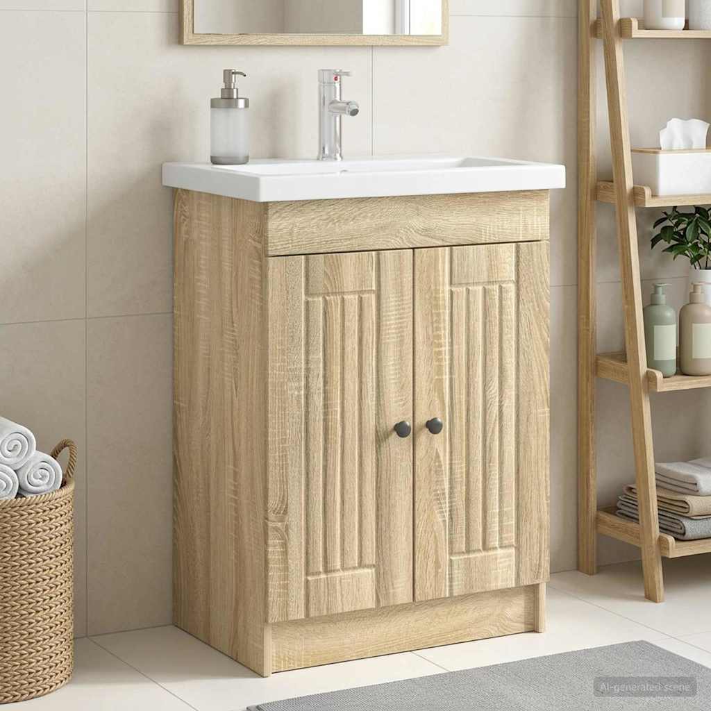 Vidaxl badkamer onder wastafel kast sonoma eiken 78,5 x 37,5 x 81 cm