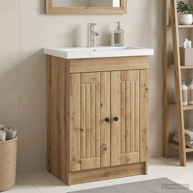 Vidaxl badkamer onder wastafel kast artisanaal eiken