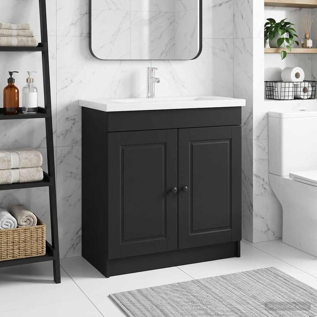 Vidaxl badkamer onder wastafel kast zwart 56 x 37,5 x 81 cm