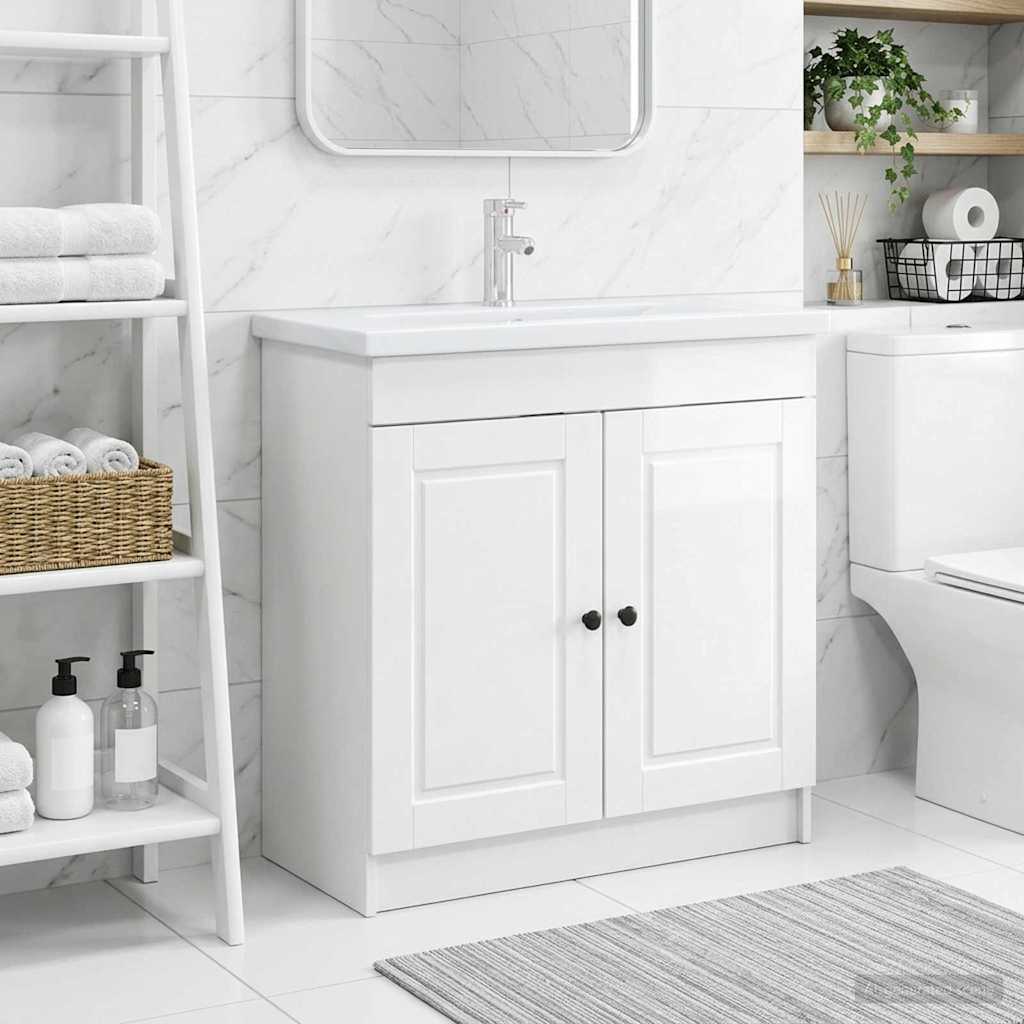Vidaxl badkamer onder wastafel kast hoogglans wit 56 x 37,5 x 81 cm