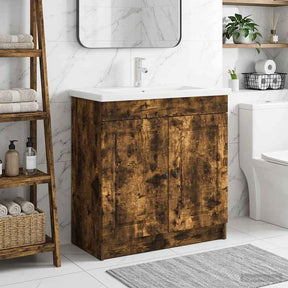 Vidaxl badkamer onder wastafel kast gerookt eiken 56 x 37,5 x 81 cm