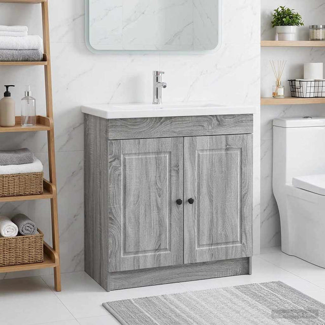 Vidaxl badkamer onder wastafel kast grijs sonoma 56 x 37,5 x 81 cm