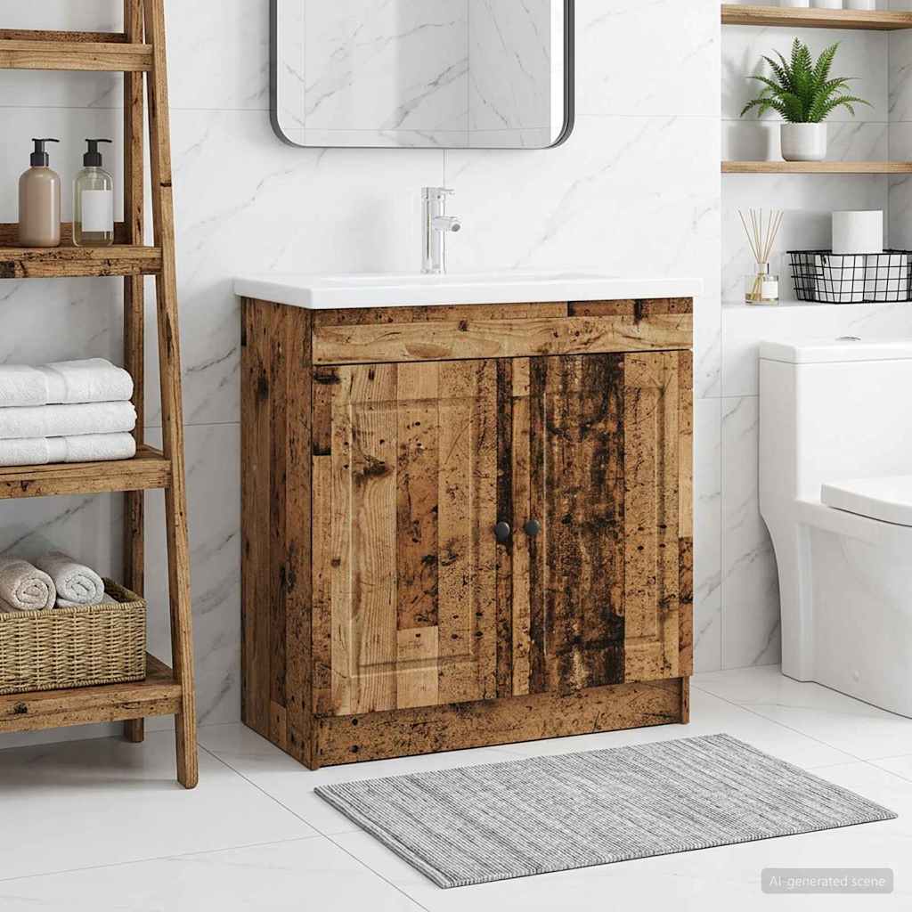 Vidaxl badkamer onder wastafel kast oud hout 56 x 37,5 x 81 cm