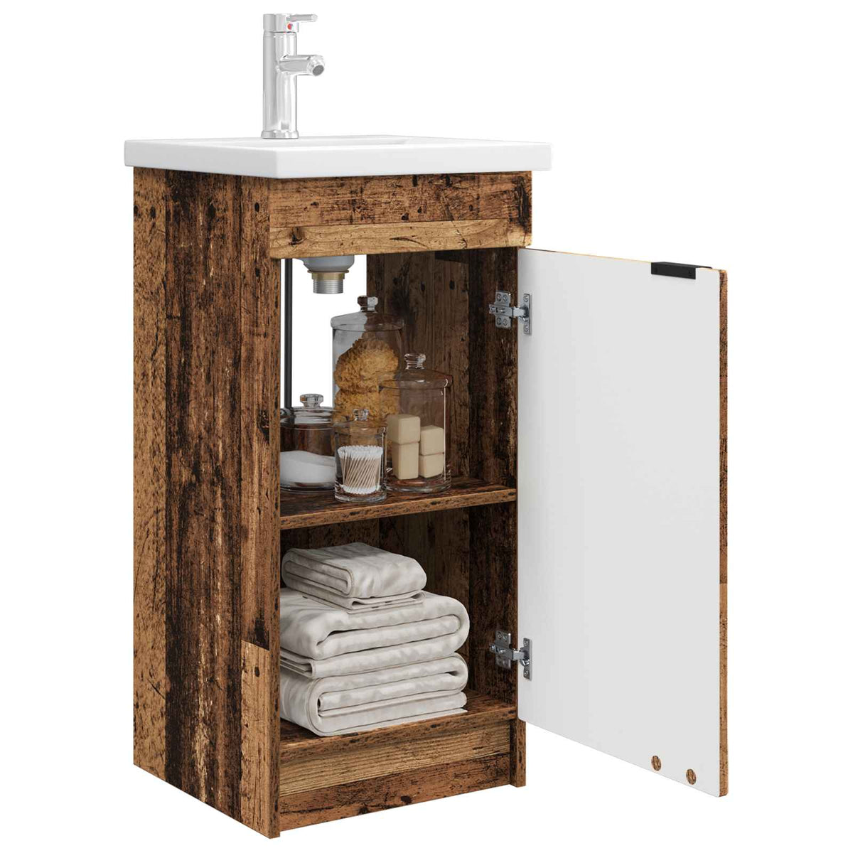 Vidaxl badkamermeubel met wasbak oud hout 42 x 40 x 84,5 cm