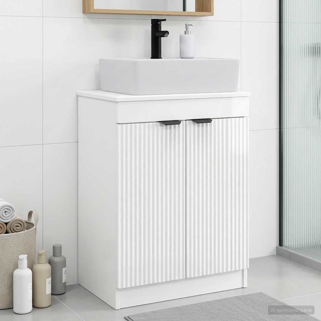 Vidaxl badkamermeubel met wasbak hoogglans wit 54 x 35 x 83 cm