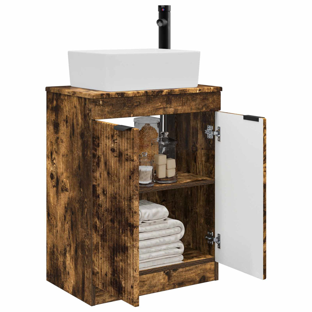 Vidaxl badkamermeubel met wasbak gerookt eiken 54 x 35 x 83 cm