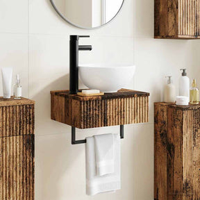 Vidaxl wandgemonteerde wastafel oud hout 40 x 35 x 39 cm bewerkt hout