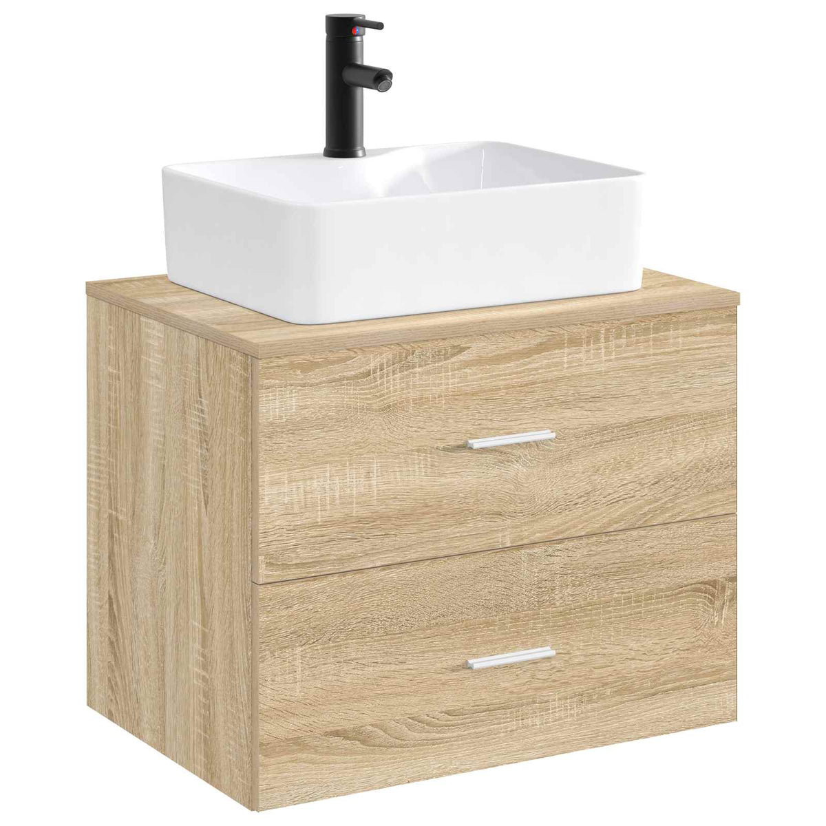Vidaxl badkamer wastafel met kraan en afvoer mat zwart