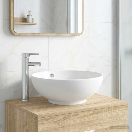 Vidaxl badkamer wastafel met kraan en afvoer chroom 44 x 44 x 16 cm