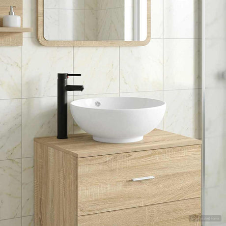 Vidaxl badkamer wastafel met kraan en afvoer mat zwart 44 x 44 x 16 cm