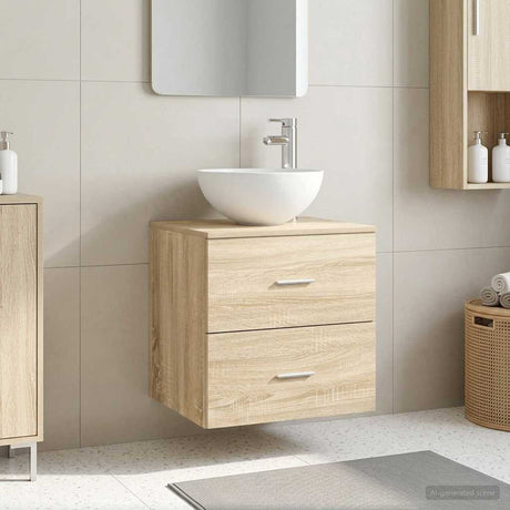 Vidaxl wandgemonteerde wastafel vanity sonoma eiken 49,5 x 35 x 63 cm