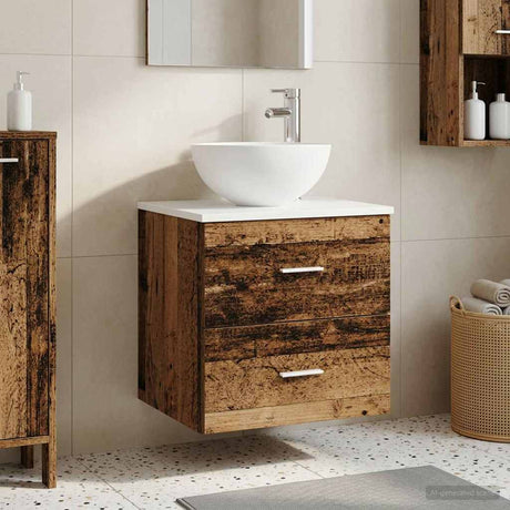 Vidaxl wandgemonteerde wastafel vanity oud hout 49,5 x 35 x 63 cm