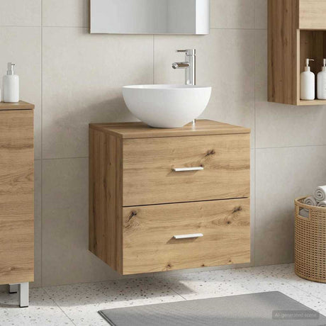 Vidaxl wandgemonteerde wastafel vanity artisanaal eiken