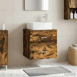 Vidaxl wandgemonteerde wastafelmeubel gerookt eiken 49,5 x 41 x 63 cm