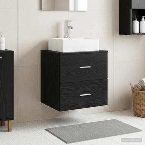 Vidaxl wandgemonteerde wastafelmeubel zwart eiken 49,5 x 41 x 62,5 cm
