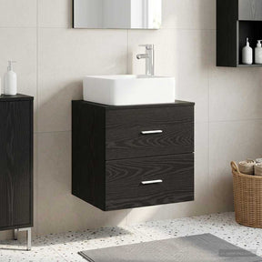 Vidaxl wandgemonteerde wastafelmeubel zwart eiken 53 x 34,5 x 63 cm