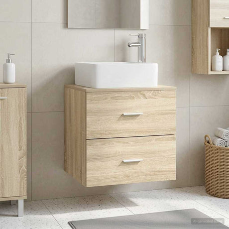 Vidaxl wandgemonteerde wastafelmeubel sonoma eiken 53 x 34,5 x 63 cm