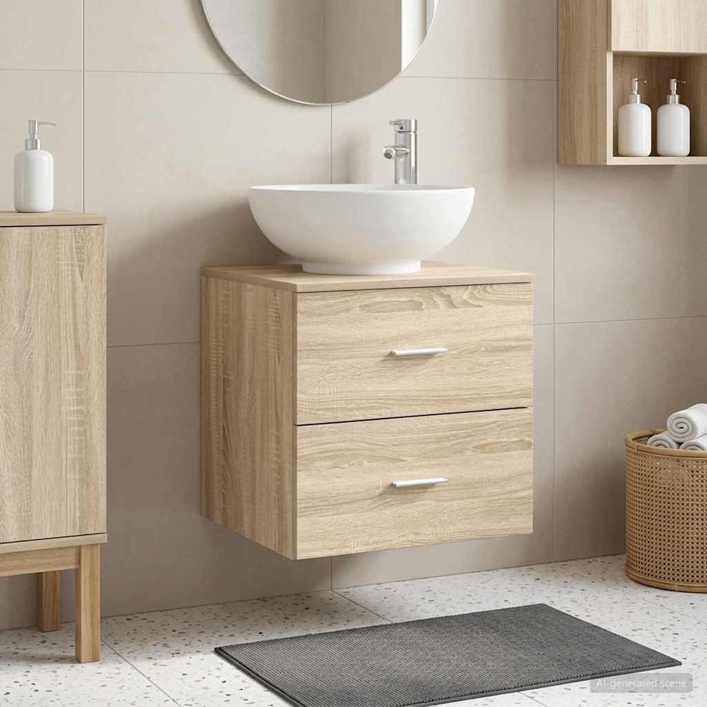 Vidaxl wandgemonteerde wastafelmeubel sonoma eiken
