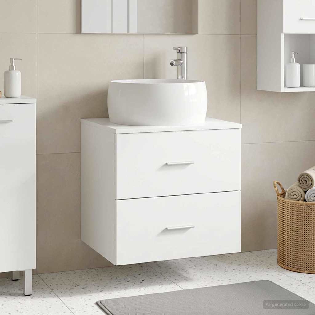 Vidaxl wandgemonteerde wastafelmeubel wit 49,5 x 44,5 x 66 cm