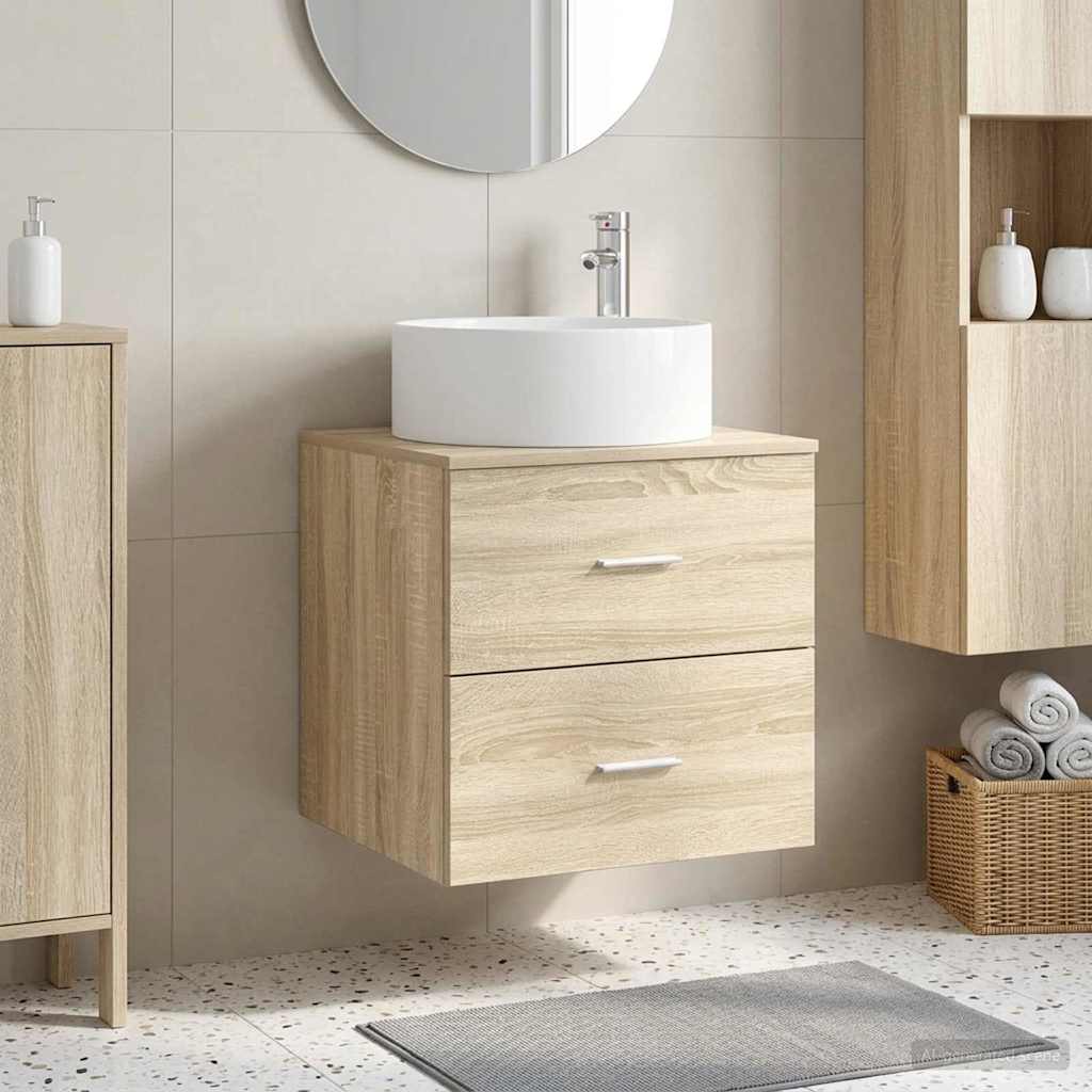 Vidaxl wandgemonteerde wastafelmeubel sonoma eiken