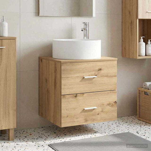 Vidaxl wandgemonteerde wastafelmeubel artisanaal eiken