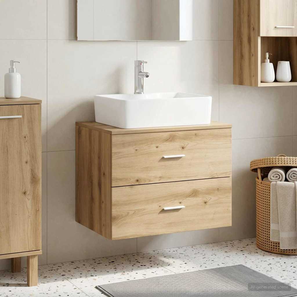Vidaxl wandgemonteerde badkamerkast artisanaal eiken