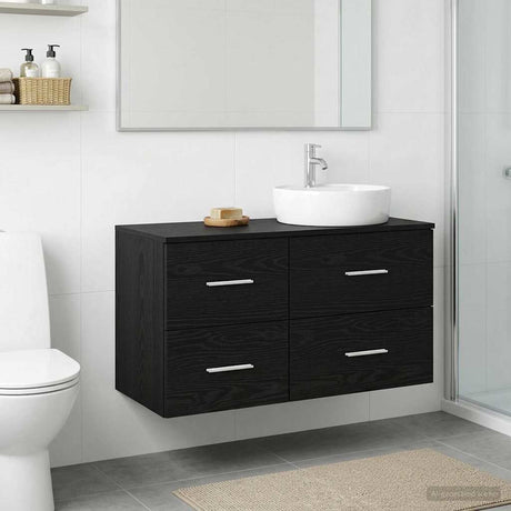 Vidaxl badkamerkast tussenin zwart eiken 30 x 35 x 50 cm bewerkt hout