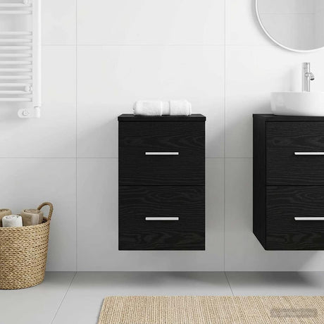 Vidaxl badkamerkast tussenin zwart eiken 30 x 35 x 50 cm bewerkt hout