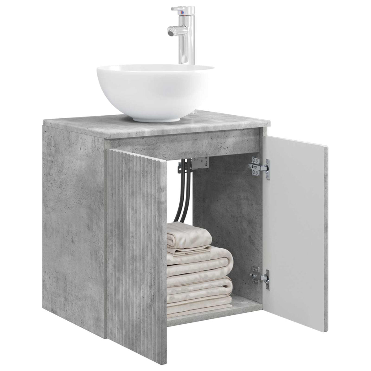 Vidaxl wandgemonteerde wastafelmeubel betongrijs 49,5 x 35 x 63 cm