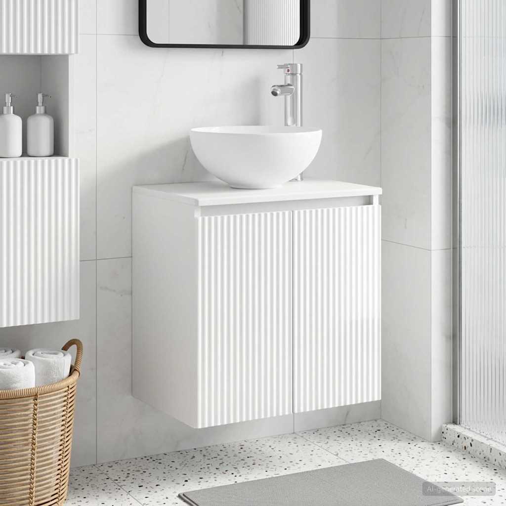 Vidaxl wandgemonteerde wastafelmeubel hoogglans wit 49,5 x 35 x 63 cm