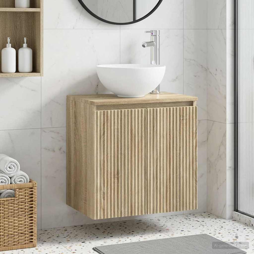 Vidaxl wandgemonteerde wastafelmeubel sonoma eiken 49,5 x 41 x 64,5 cm