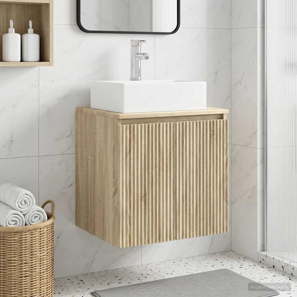 Vidaxl wandgemonteerde wastafelmeubel sonoma eiken 49,5 x 41 x 62,5 cm