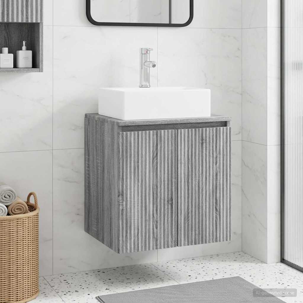 Vidaxl wandgemonteerde wastafelmeubel grijs sonoma 49,5 x 41 x 62,5 cm