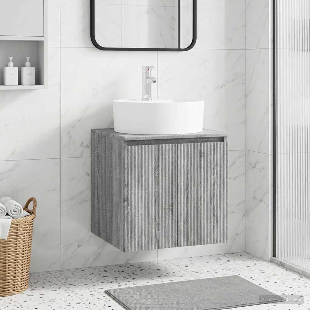 Vidaxl wandgemonteerde wastafelmeubel grijs sonoma 49,5 x 44,5 x 65 cm