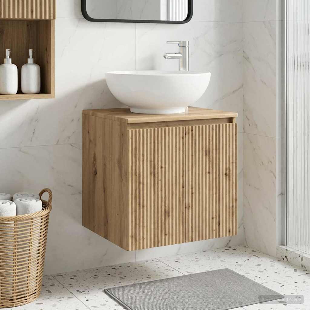 Vidaxl wandgemonteerde wastafelmeubel artisanaal eiken