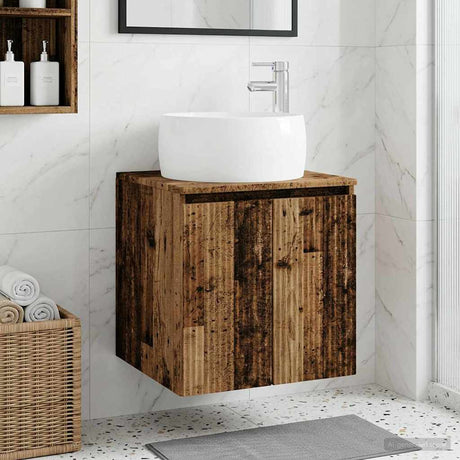 Vidaxl wandgemonteerde wastafelmeubel oud hout 49,5 x 44,5 x 66 cm