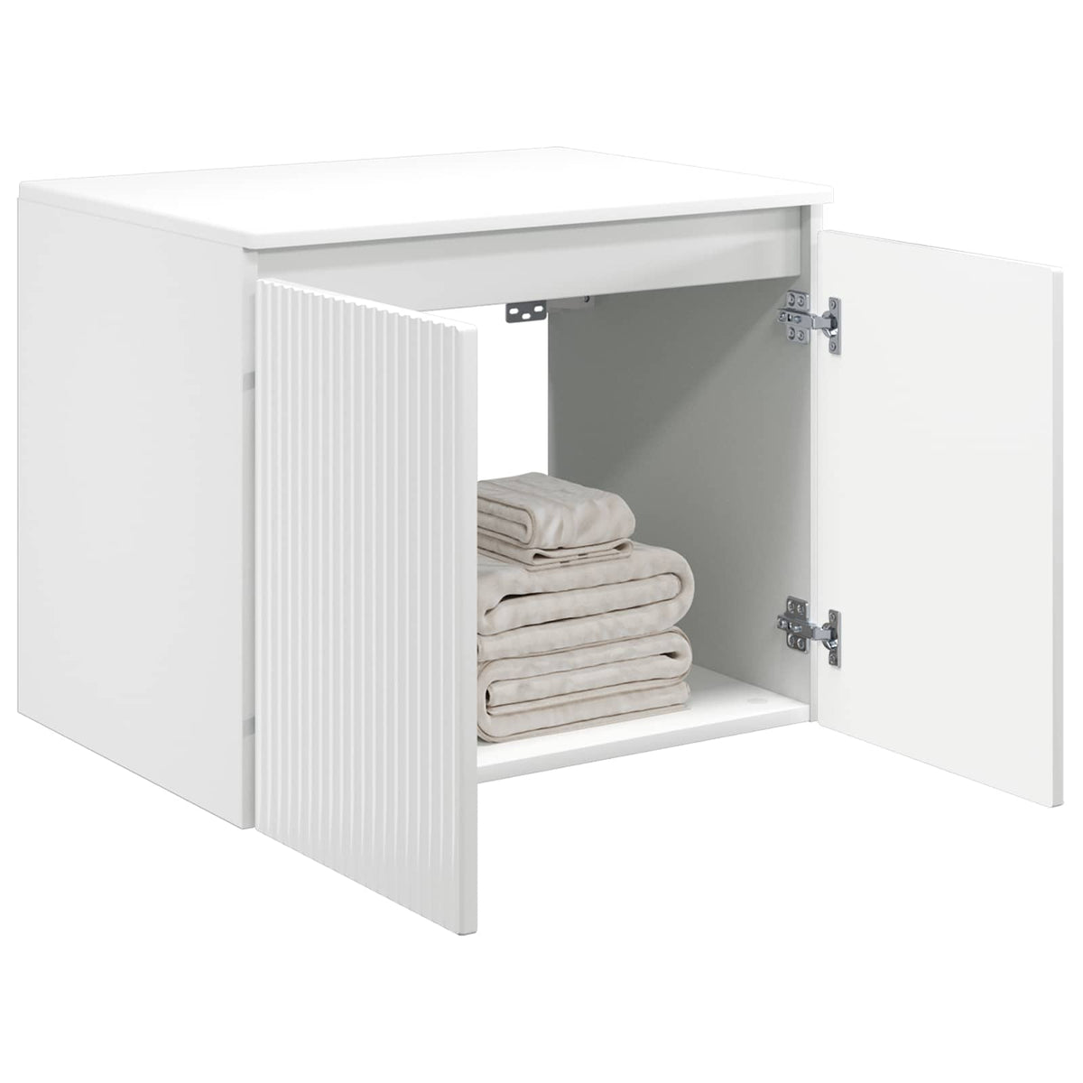 Vidaxl wand gemonteerde badkamerkast hoogglans wit 62,5 x 44,5 x 50 cm