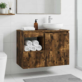 Vidaxl badkamerkast gerookt eiken 30 x 35 x 50 cm bewerkt hout