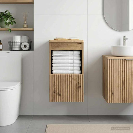 Vidaxl badkamerkast artisanaal eiken 30 x 35 x 50 cm bewerkt hout