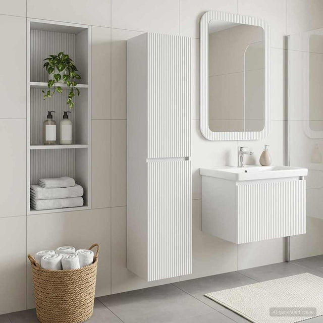 Vidaxl wand gemonteerde badkamerkast wit 33 x 34,5 x 160 cm