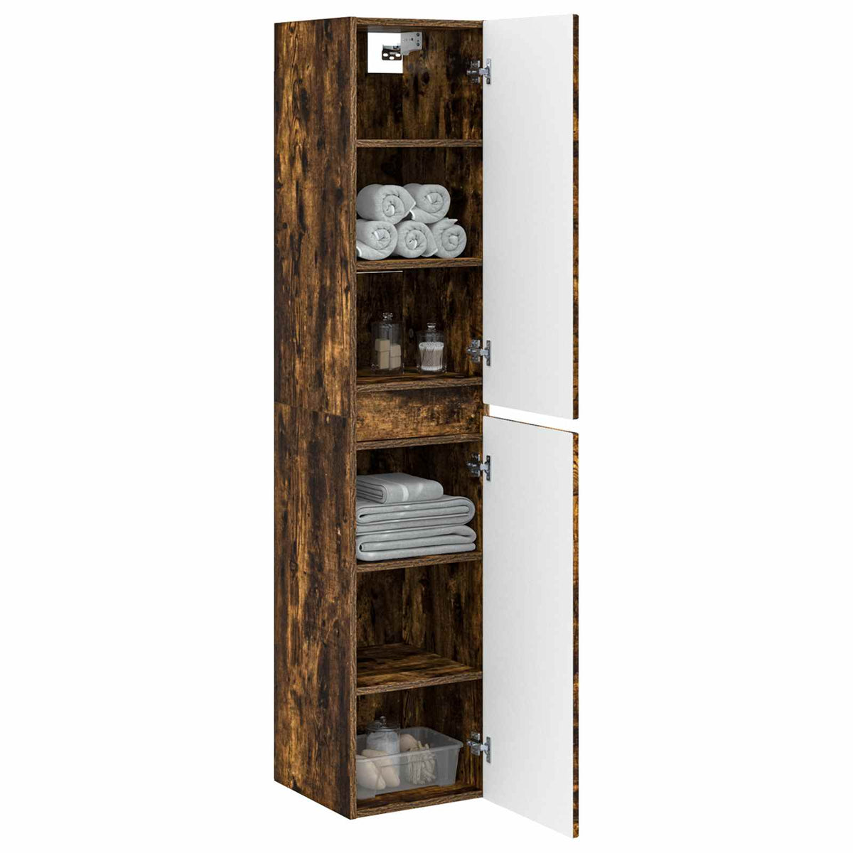Vidaxl wand gemonteerde badkamerkast gerookt eiken 33 x 34,5 x 160 cm