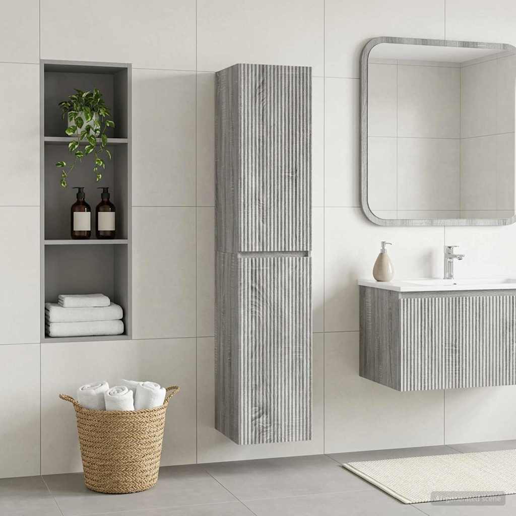 Vidaxl wand gemonteerde badkamerkast grijs sonoma 33 x 34,5 x 160 cm