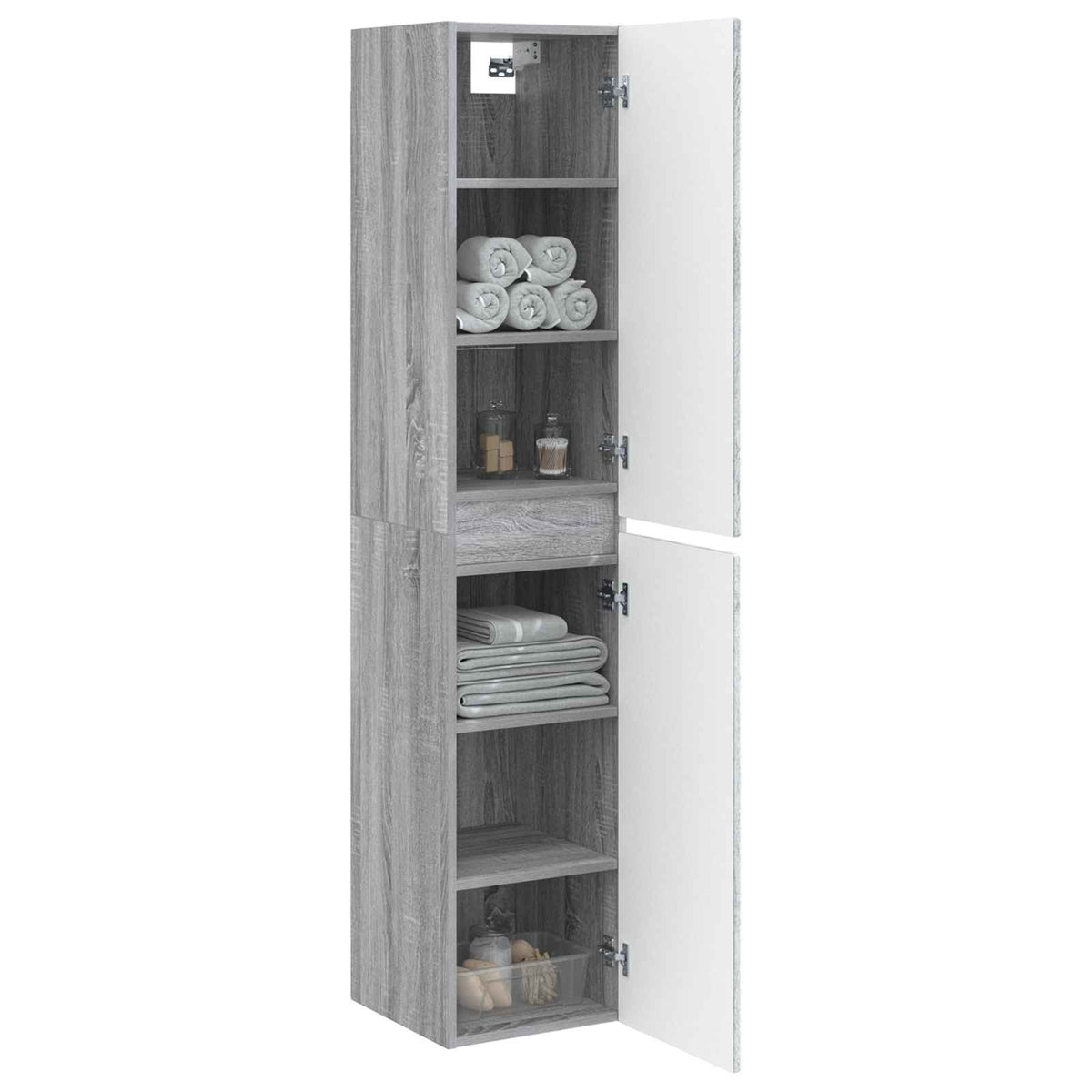Vidaxl wand gemonteerde badkamerkast grijs sonoma 33 x 34,5 x 160 cm
