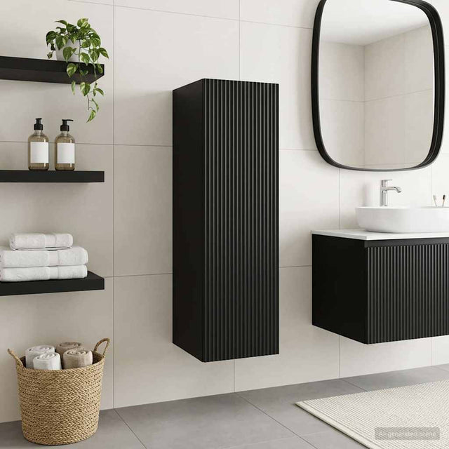 Vidaxl wand gemonteerde badkamerkast zwart 33 x 34,5 x 100 cm