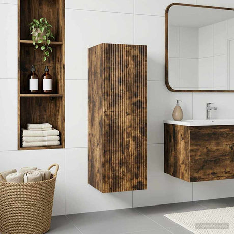 Vidaxl wand gemonteerde badkamerkast gerookt eiken 33 x 34,5 x 60 cm
