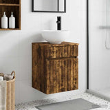 Vidaxl wandgemonteerde wastafelmeubel gerookt eiken 39 x 35 x 63 cm
